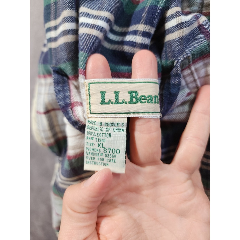 Vintage 90s L.L. Bean Reversible Vest XL Beige Plaid Outdoor Pockets Mens XL - Picture 4 of 6